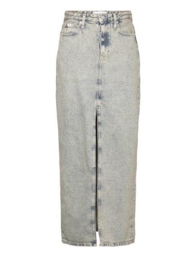 Front Split Maxi Denim Skirt Lang Nederdel Grey Calvin Klein Jeans