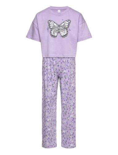 Pajama Boxy T Shirt Cute Swe Pyjamassæt Purple Lindex