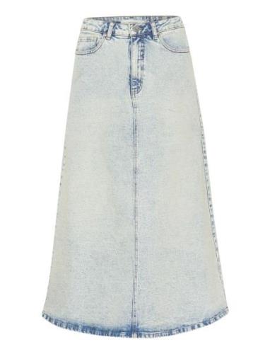 Manulagz Hw Midi Skirt Knælang Nederdel Blue Gestuz