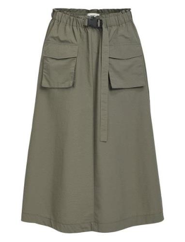 Objbeccy Long Skirt 131 Knælang Nederdel Khaki Green Object