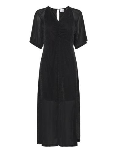 Vienna Midi Dress Knælang Kjole Black Noella