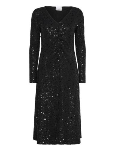 Verona Midi Dress Knælang Kjole Black Noella