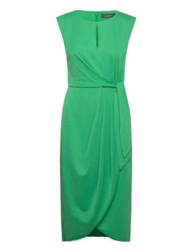 Stretch Jersey Tie-Front Dress Knælang Kjole Green Lauren Ralph Lauren
