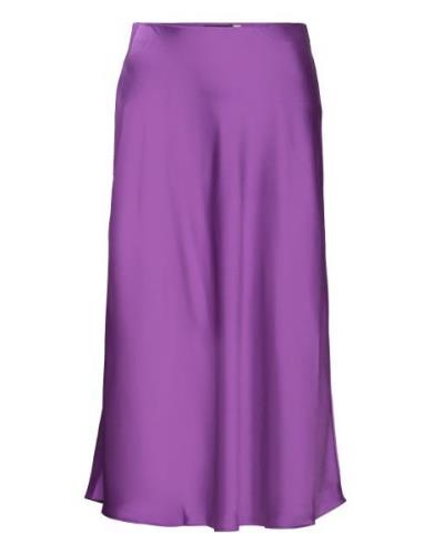 Shirt Wt Charm-Skirt Knælang Nederdel Purple Lauren Ralph Lauren