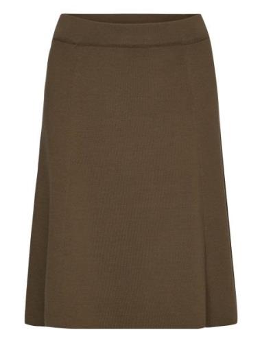Heavy Knit Skirts Knælang Nederdel Brown Marc O'Polo