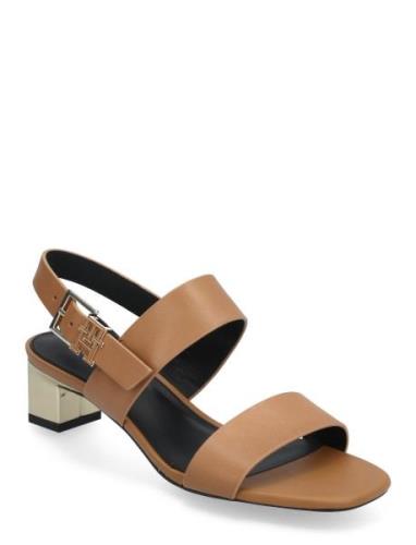 Th Hardware Mid Heel Sandal Med Hæl Beige Tommy Hilfiger