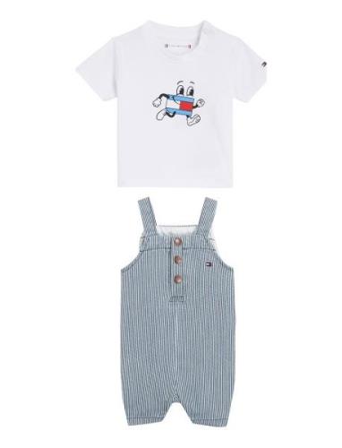 Baby Striped Dungaree Set Sets Sets With Short-sleeved T-shirt Multi/p...