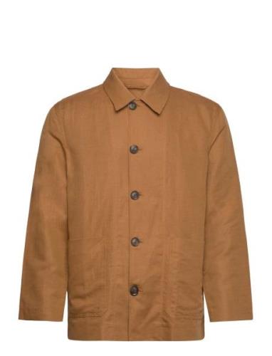 Cotton Linen Jacket Tynd Jakke Brown GANT