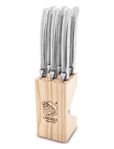 Steak Knives Laguiole Set 6 Home Tableware Cutlery Steak Cutlery Silve...