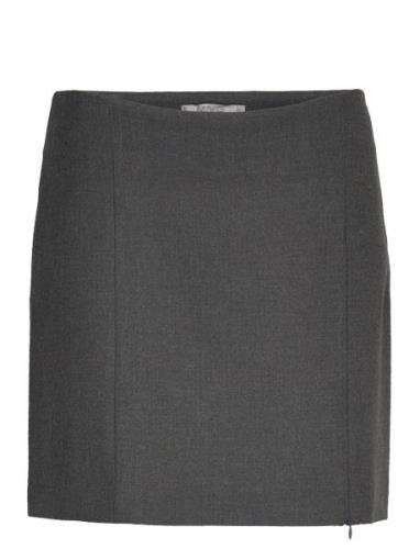 Side Zipper Mini Skirt Kort Nederdel Grey Mango