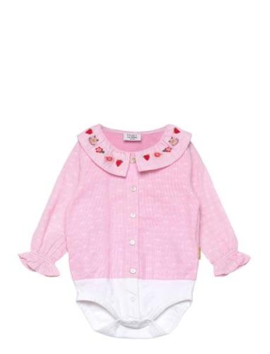Bernadette - Shirt Bodysuit Langærmet Body Pink Hust & Claire