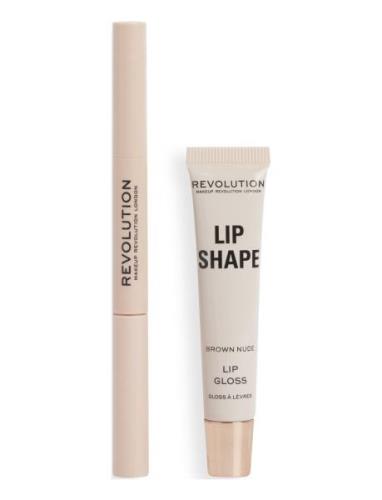 Revolution Lip Shape Kit Brown Nude Lip Liner Makeup Brown Makeup Revo...