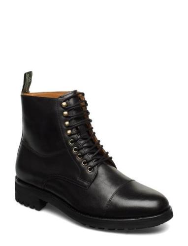 Bryson Cap-Toe Leather Boot Snørestøvler Black Polo Ralph Lauren