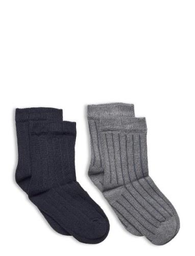 Ankle Sock - Rib  Sokker Strømper Blue Minymo