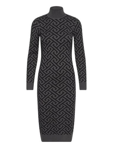 Vmaria Ls High-Neck Calf Dress Rep Knælang Kjole Black Vero Moda