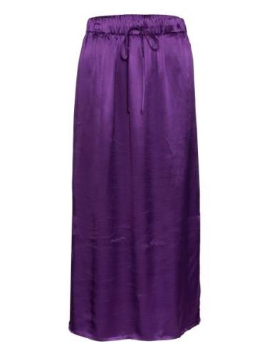 Slflyra Mw Midi Skirt B Lang Nederdel Purple Selected Femme