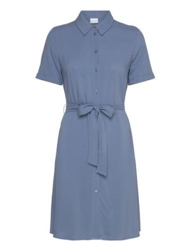 Vipaya S/S Shirt Dress - Noos Kort Kjole Blue Vila