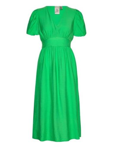 Yasclema Ss Midi Dress Knælang Kjole Green YAS