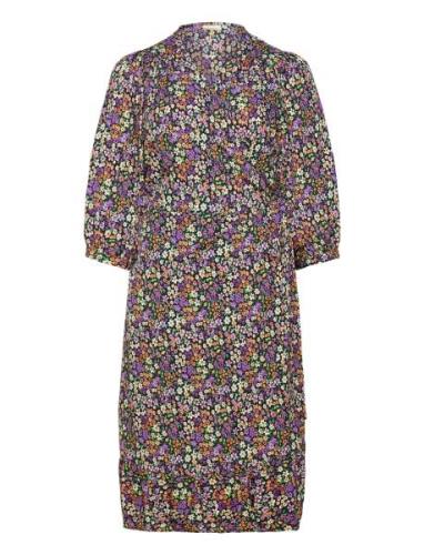 Carlivia 3/4 Wrap Midi Dress Wvn Noos Knælang Kjole Purple ONLY Carmak...