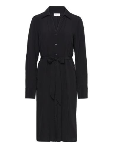 Vifini L/S Midi Shirt Dress/Su Knælang Kjole Black Vila