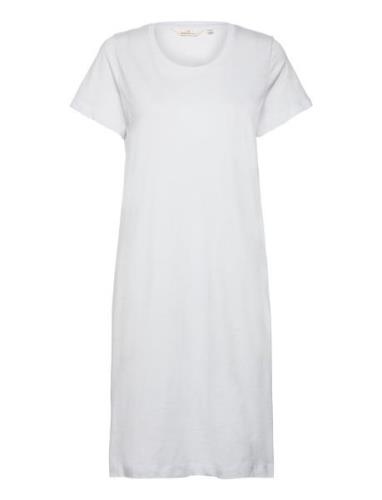 Rebekka Short Dress Gots Knælang Kjole White Basic Apparel