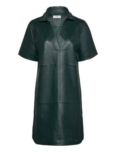 Leather Dress Knælang Kjole Green Rosemunde