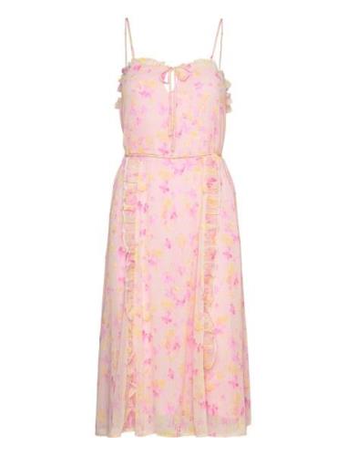Recycled Chiffon Strap Dress Knælang Kjole Pink Rosemunde