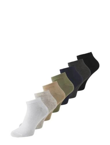 Jacfade Solid Short Socks 7 Pack Ankelstrømper Korte Strømper Grey Jac...