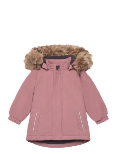 Parka W. Fake Fur Outerwear Shell Clothing Shell Jacket Pink Color Kid...