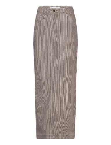 Striped Twill Long Skirt Lang Nederdel Brown REMAIN Birger Christensen
