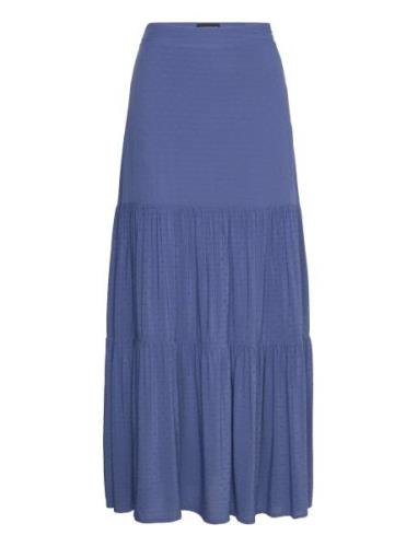 Melissa Dobby Viscose Maxi Skirt Lang Nederdel Blue Lexington Clothing