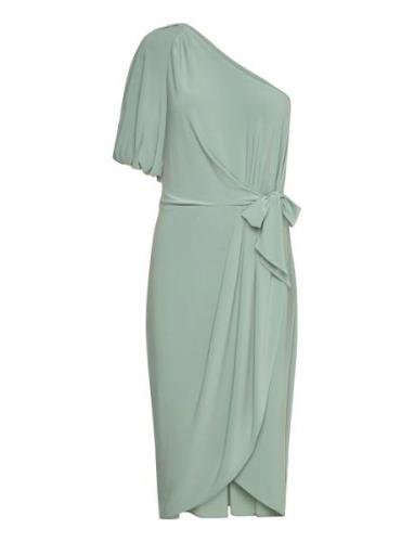 Jersey Tie-Waist Balloon-Sleeve Dress Knælang Kjole Green Lauren Ralph...