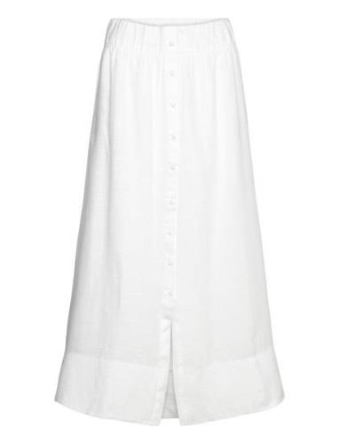 Thea Linen Skirt Lang Nederdel White Ella&il