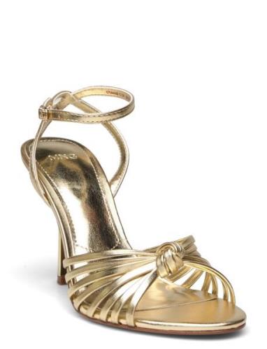 Strappy Heeled Sandals Sandal Med Hæl Gold Mango