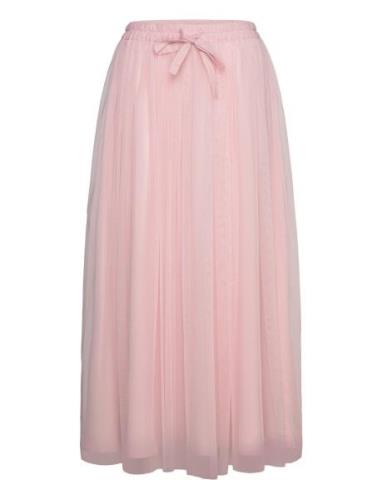 Tulle Skirt Knælang Nederdel Pink A-View