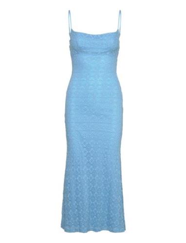 Adoni Mesh Midi Dress Knælang Kjole Blue Bardot