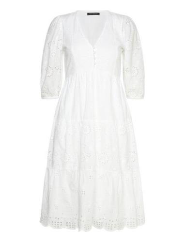 Broderie Anglaise Knælang Kjole White French Connection