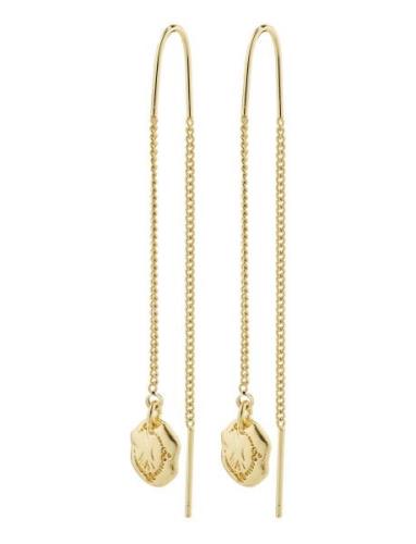 Jola Recycled Long Chain Earrings Ørestickere Smykker Gold Pilgrim
