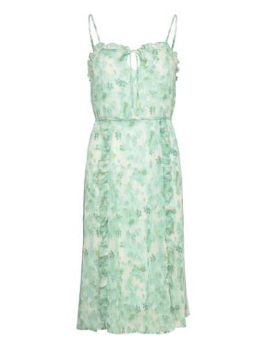 Recycled Chiffon Strap Dress Knælang Kjole Green Rosemunde