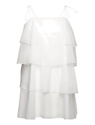 Organza Frill Mini Dress Kort Kjole Cream Gina Tricot