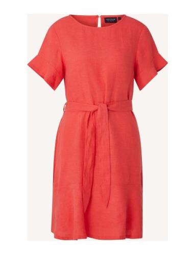 Meghan Linen Dress Knælang Kjole Red Lexington Clothing