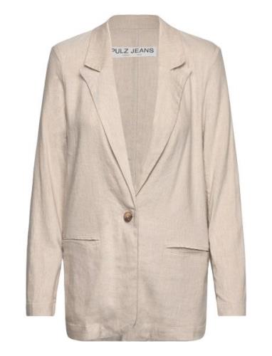 Pzluca Blazer Blazers Single Breasted Blazers Beige Pulz Jeans