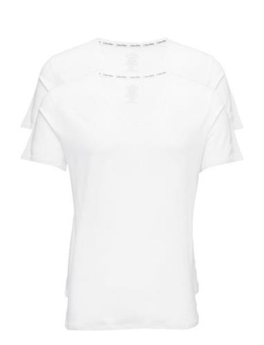 2P S/S V Neck Tops T-Kortærmet Skjorte White Calvin Klein