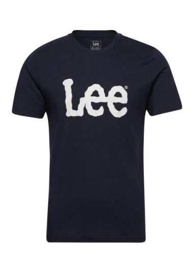 Wobbly Logo Tee Tops T-Kortærmet Skjorte Navy Lee Jeans
