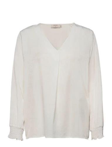 Fengcr Blouse Tops Blouses Long-sleeved White Cream