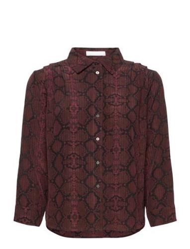 2Nd Rosewood Snake Tops Shirts Long-sleeved Brown 2NDDAY