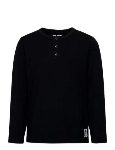 Basic Grandpa Tops T-shirts Long-sleeved T-Skjorte Black Mini Rodini
