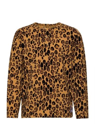 Basic Leopard Grandpa Tops T-shirts Long-sleeved T-Skjorte Multi/patte...