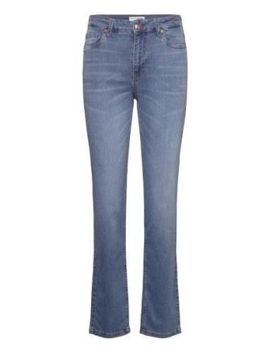 Pzemma Hw Jeans Medium Straight Leg Bottoms Jeans Straight-regular Blu...