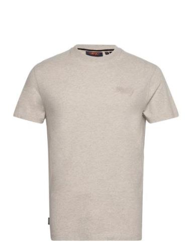 Essential Logo Emb Tee Tops T-Kortærmet Skjorte Cream Superdry